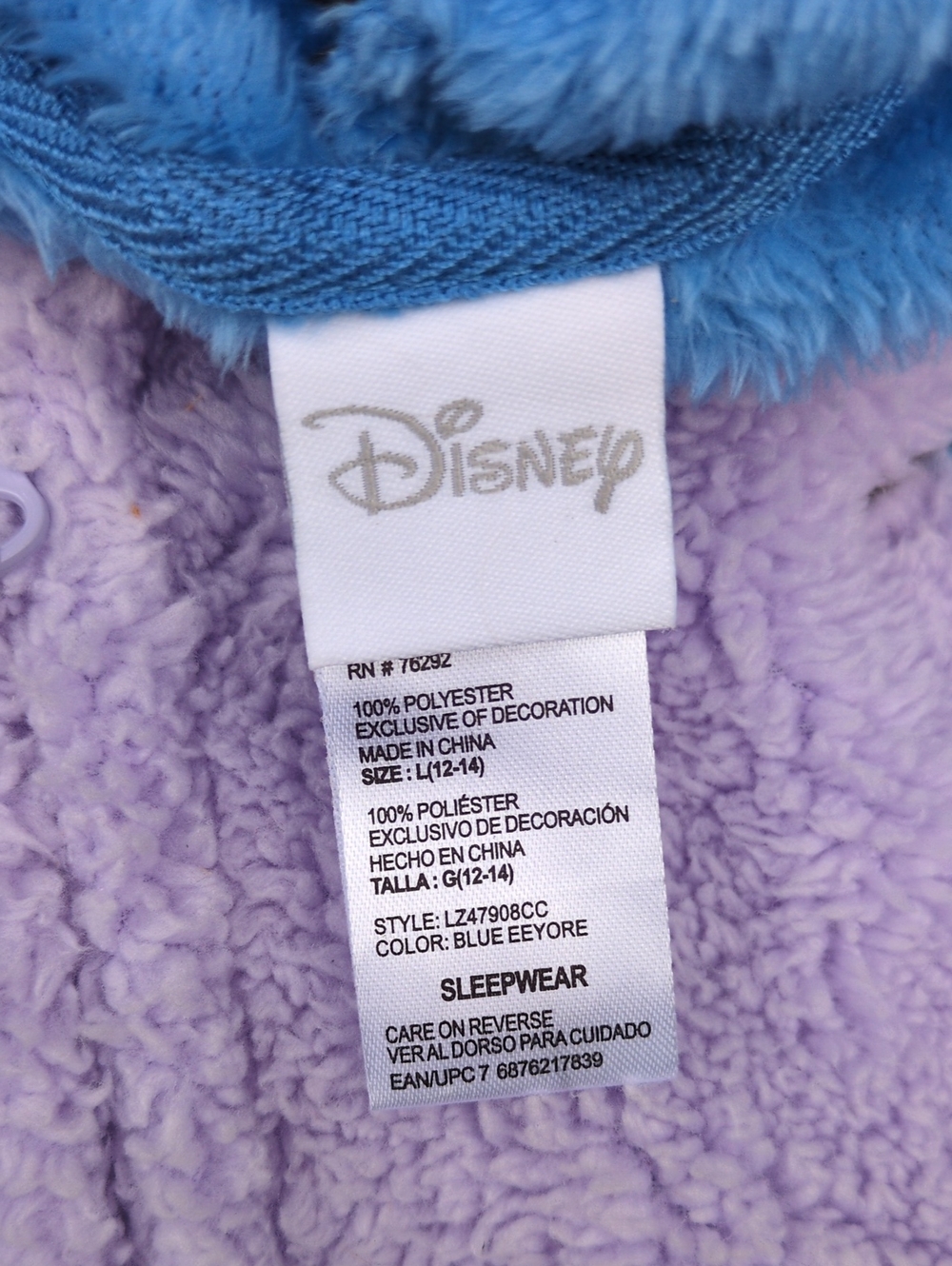 Disney Eeyore Onesie Pajama Costume Size Large - Picture 3 of 3